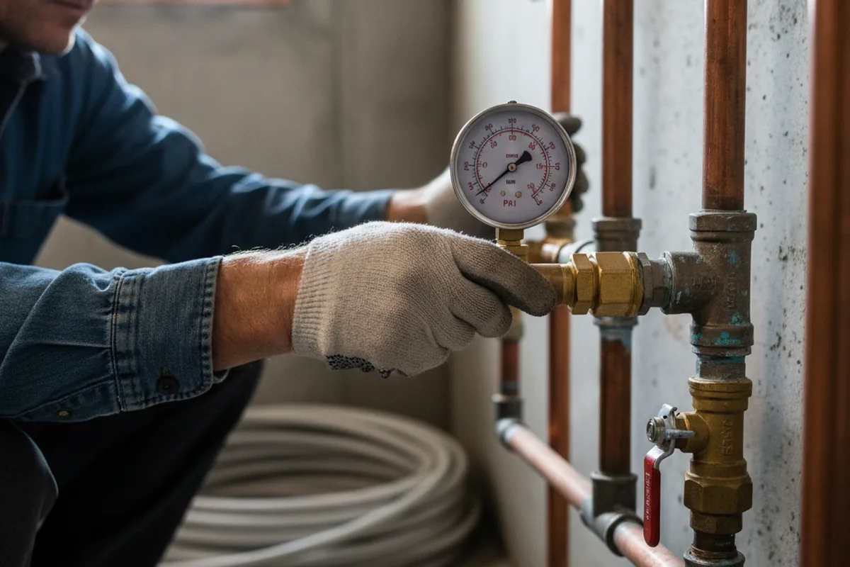 Pressure testing a repaired line during Water Line Repair in Hitchita